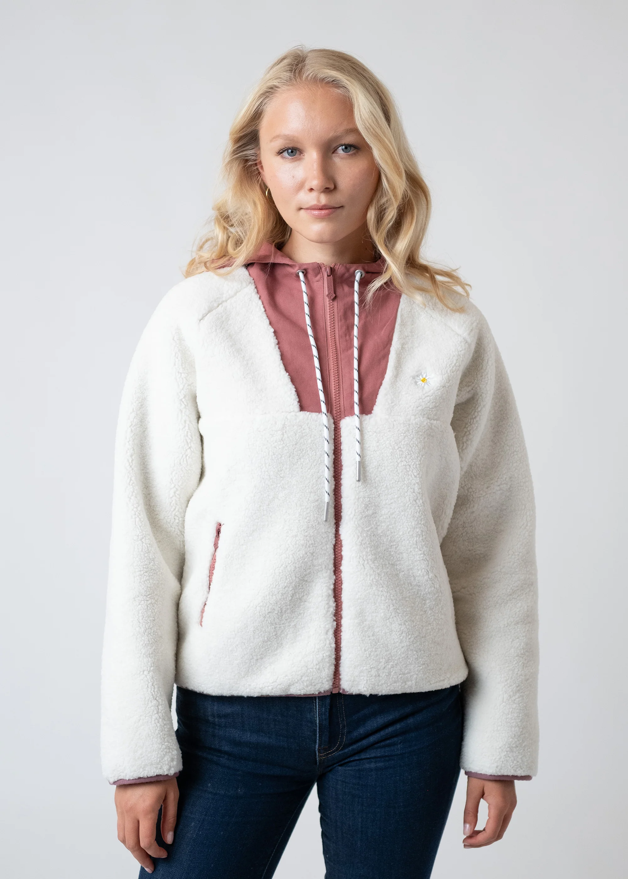Sherpa-Zipper "Frida" - natur/rosa (Damen) - Image 2