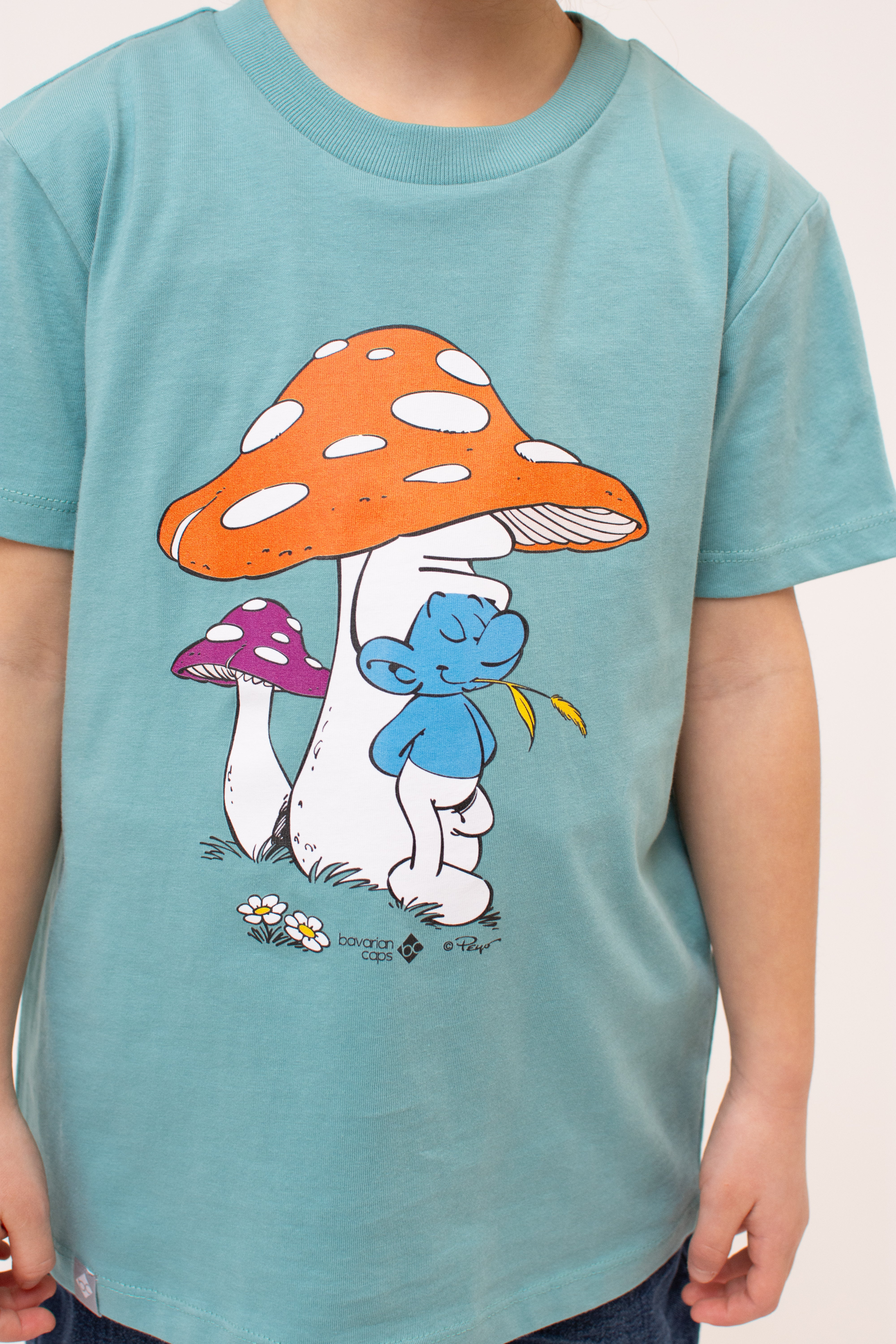 T-Shirt "Schlümpfe: Schwammerlschirm" - blaugrün (Kinder) - Image 3